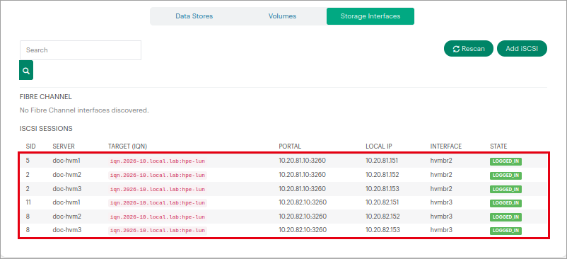 iSCSI セッション