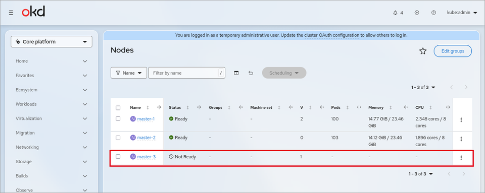 ノードの停止