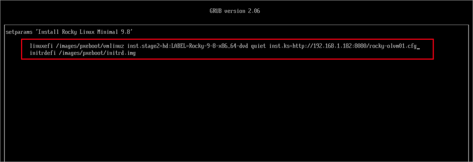 GRUB でのキックスタートの指定