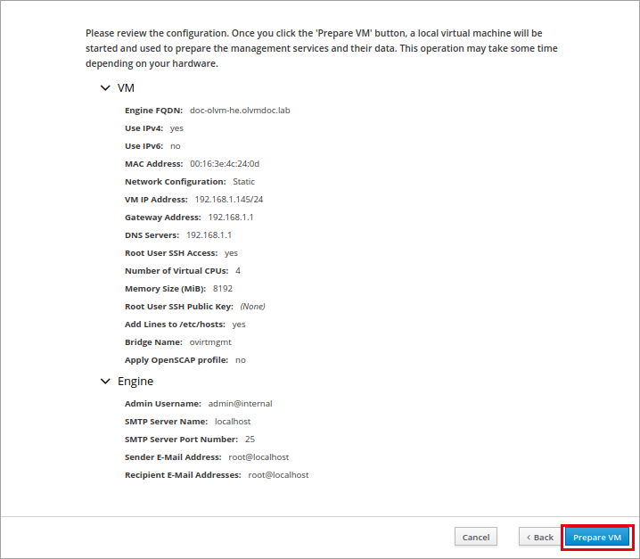 Prepare VM