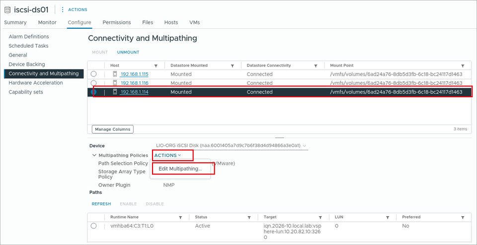 Edit Multipathing