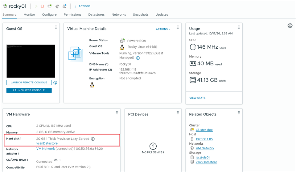 vSAN 上の仮想マシン