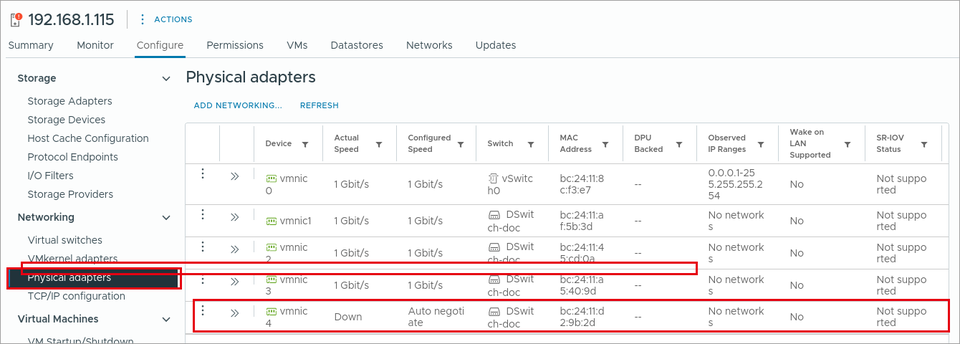 vSAN の NIC の故障